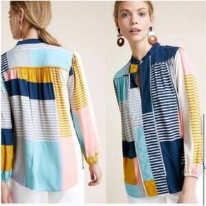The Odells Anthropologie Poet Colorful Blouse